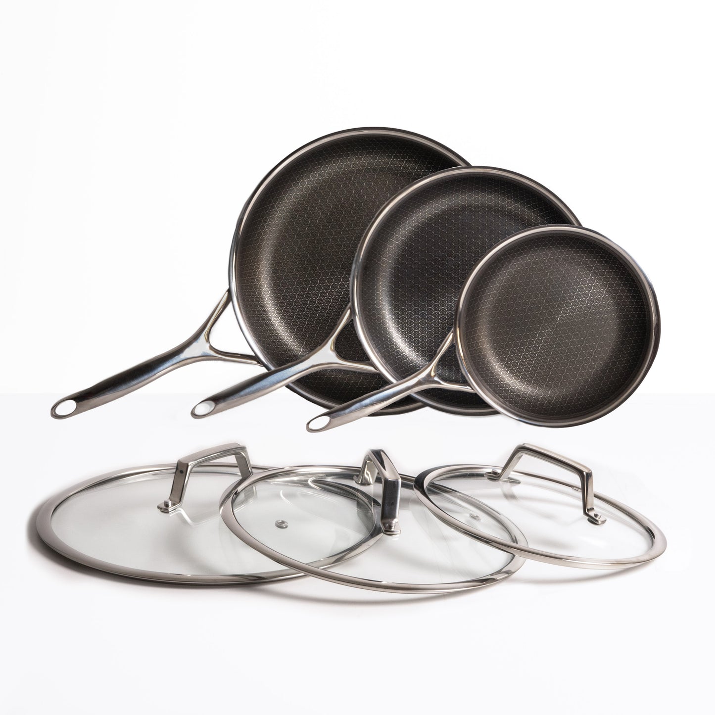 Ensemble de poêles hybrides Ø 20, 24 & 28 3 pièces avec couvercles