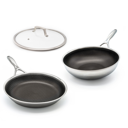 Set hybride poêle & wok Ø 28 2 pièces avec couvercle