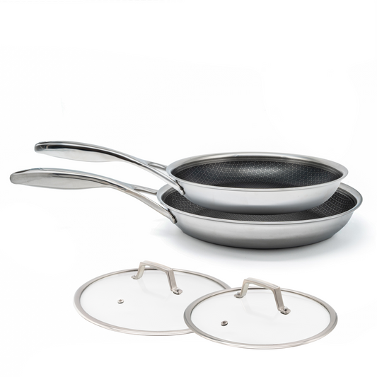 Ensemble de poêles hybrides Ø 24 & 28 2 pièces avec couvercles